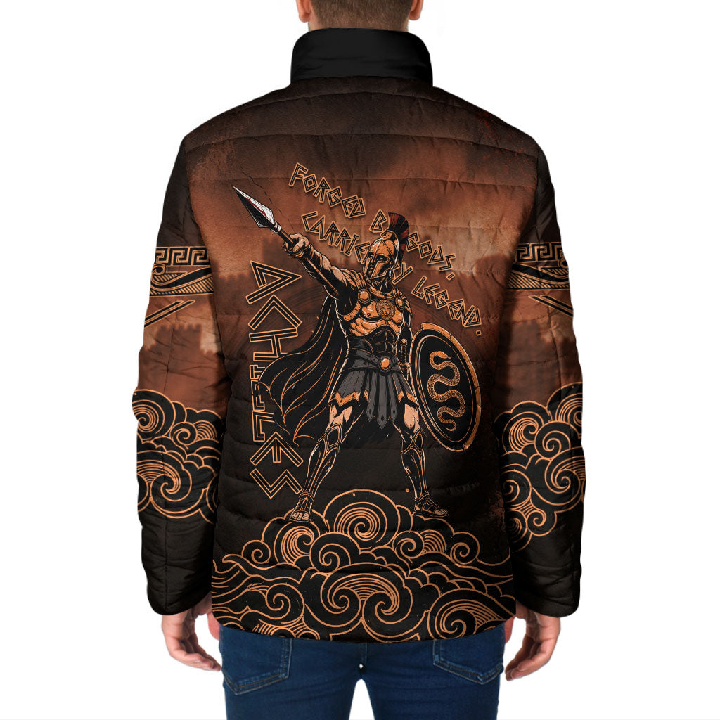 Achilles Iliad Greek Hero Legend Padded Jacket Trojan War Spartan Warrior Spear Graphic Art