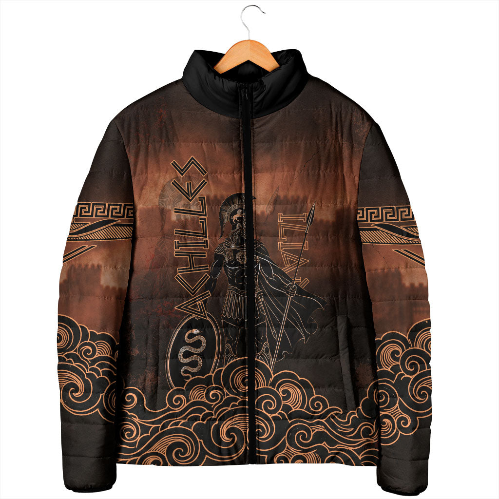 Achilles Iliad Greek Hero Legend Padded Jacket Trojan War Spartan Warrior Spear Graphic Art