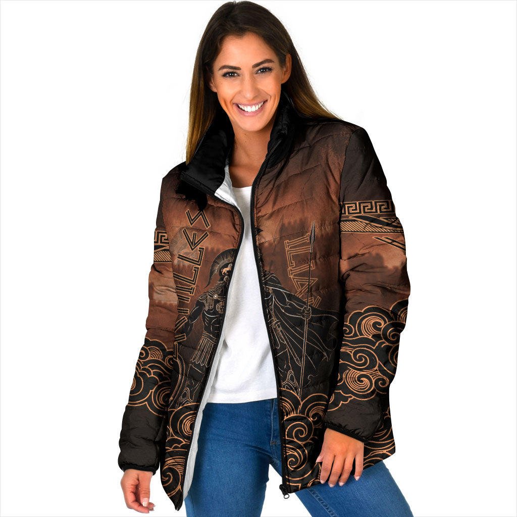 Achilles Iliad Greek Hero Legend Padded Jacket Trojan War Spartan Warrior Spear Graphic Art