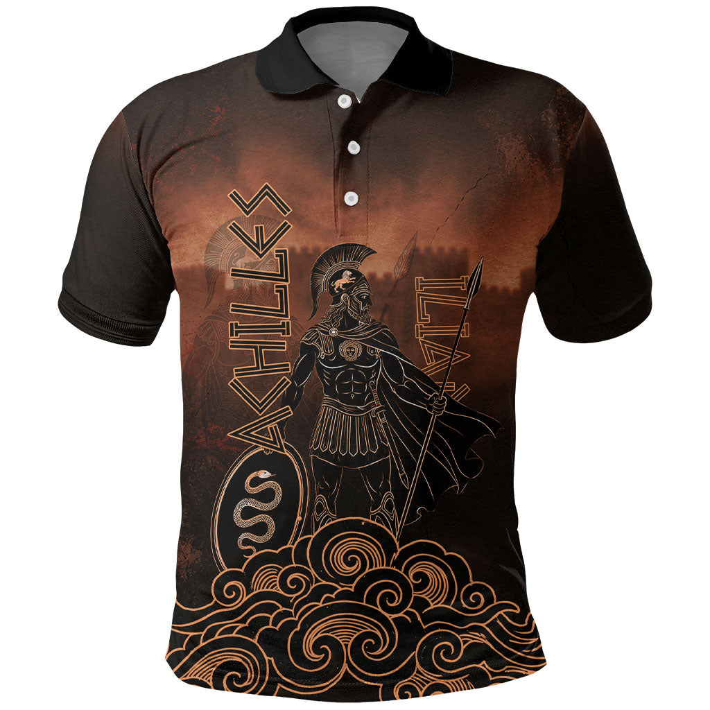 Achilles Iliad Greek Hero Legend Polo Shirt Trojan War Spartan Warrior Spear Graphic Art