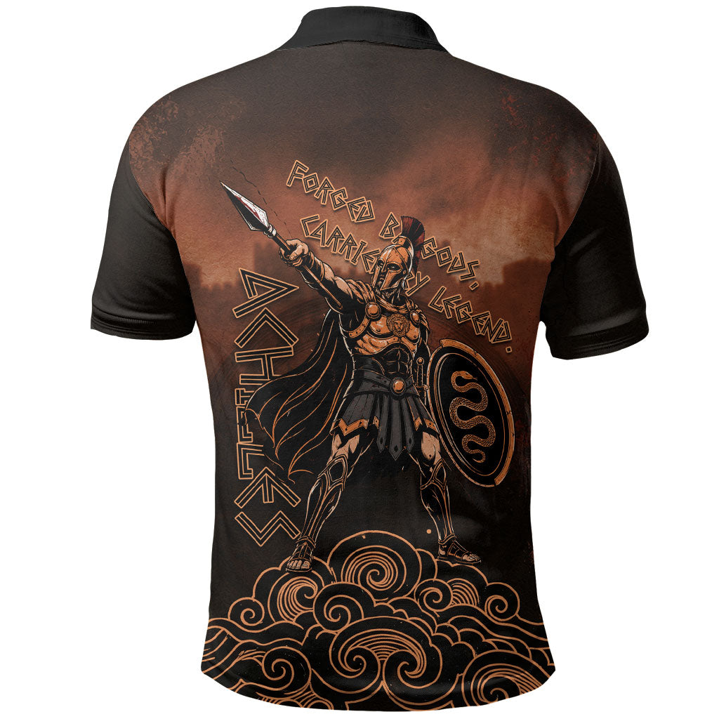 Achilles Iliad Greek Hero Legend Polo Shirt Trojan War Spartan Warrior Spear Graphic Art