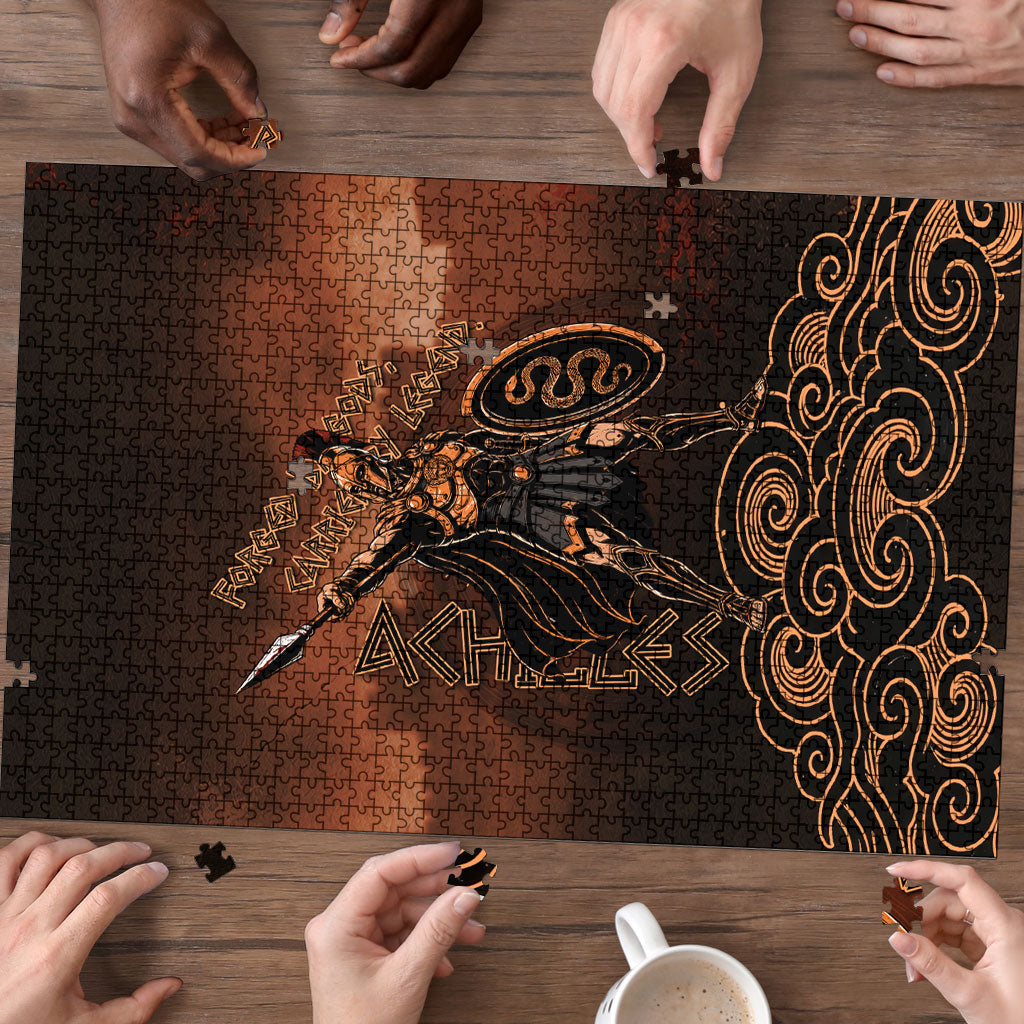 Achilles Iliad Greek Hero Legend Puzzle Trojan War Spartan Warrior Spear Graphic Art