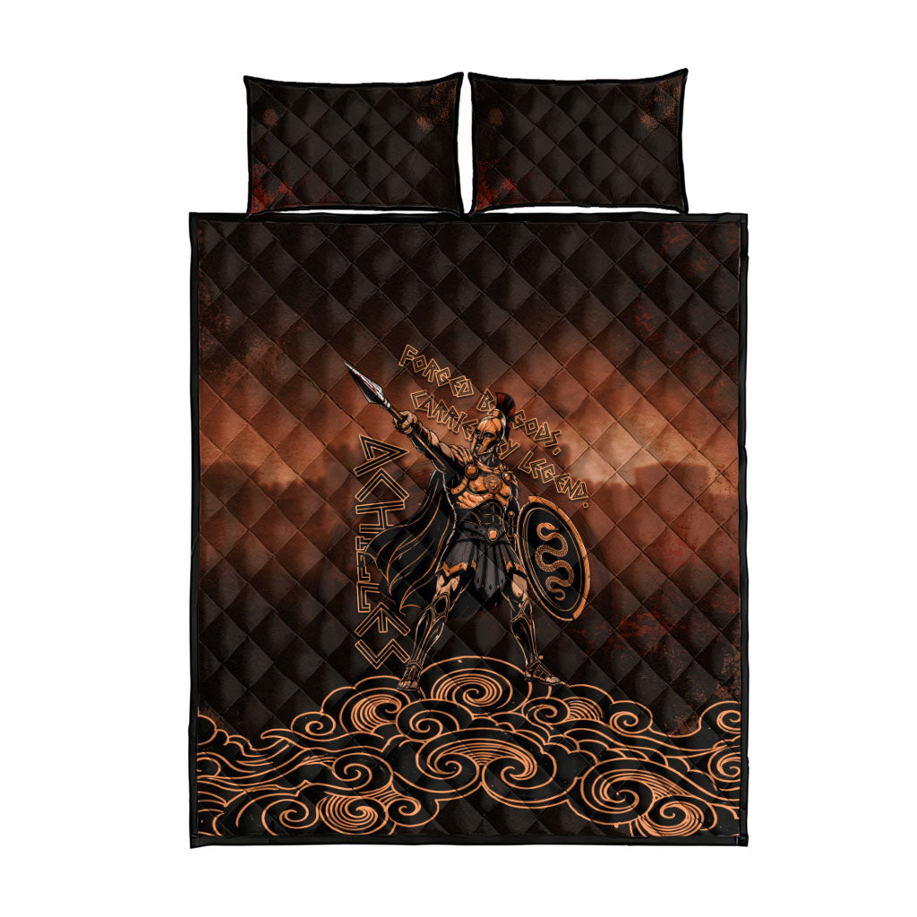Achilles Iliad Greek Hero Legend Quilt Bed Set Trojan War Spartan Warrior Spear Graphic Art