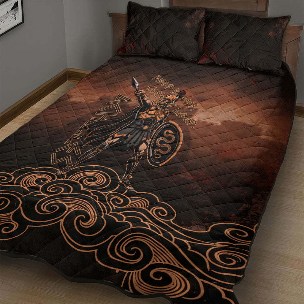 Achilles Iliad Greek Hero Legend Quilt Bed Set Trojan War Spartan Warrior Spear Graphic Art