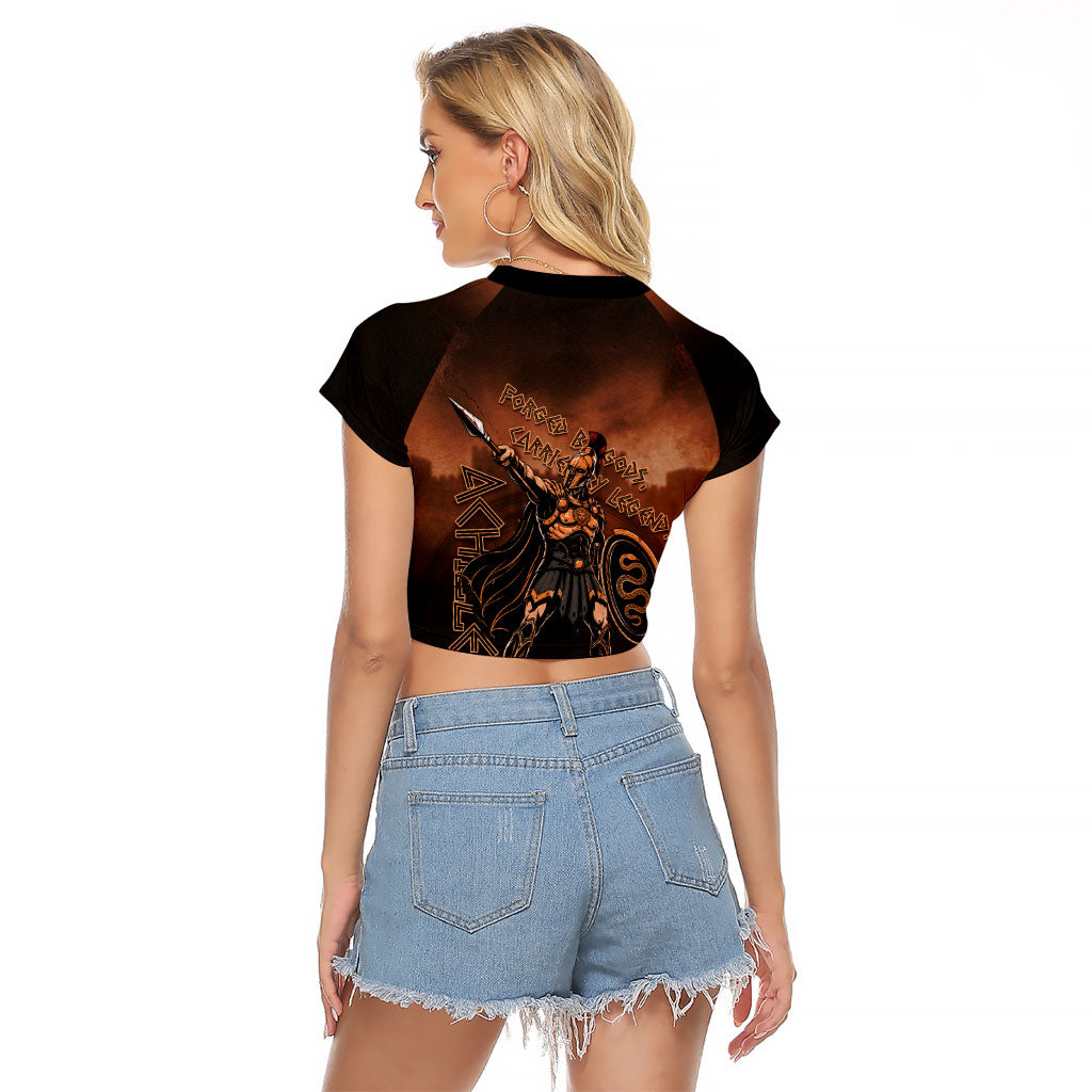 Achilles Iliad Greek Hero Legend Raglan Cropped T Shirt Trojan War Spartan Warrior Spear Graphic Art