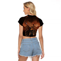 Achilles Iliad Greek Hero Legend Raglan Cropped T Shirt Trojan War Spartan Warrior Spear Graphic Art