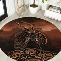 Achilles Iliad Greek Hero Legend Round Carpet Trojan War Spartan Warrior Spear Graphic Art
