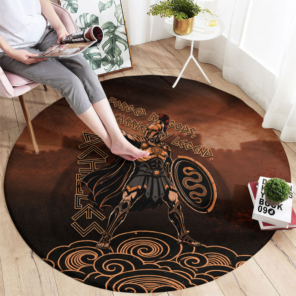Achilles Iliad Greek Hero Legend Round Carpet Trojan War Spartan Warrior Spear Graphic Art