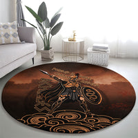 Achilles Iliad Greek Hero Legend Round Carpet Trojan War Spartan Warrior Spear Graphic Art
