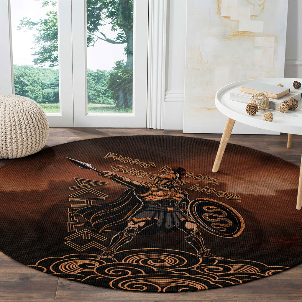 Achilles Iliad Greek Hero Legend Round Carpet Trojan War Spartan Warrior Spear Graphic Art
