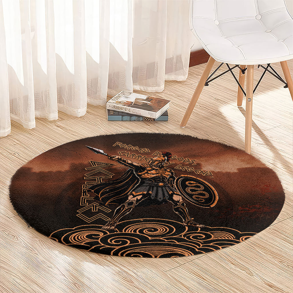 Achilles Iliad Greek Hero Legend Round Carpet Trojan War Spartan Warrior Spear Graphic Art
