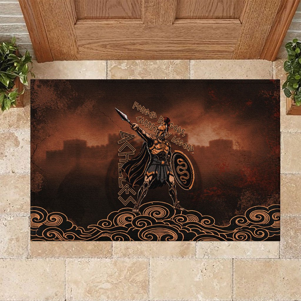 Achilles Iliad Greek Hero Legend Rubber Doormat Trojan War Spartan Warrior Spear Graphic Art