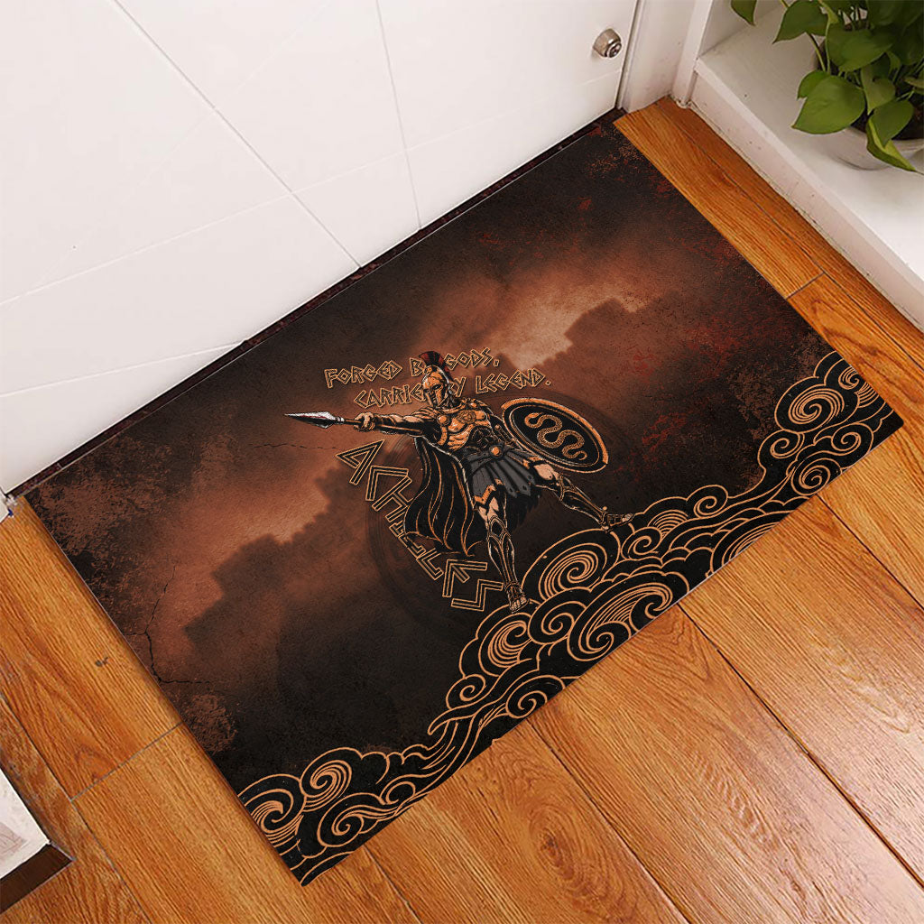 Achilles Iliad Greek Hero Legend Rubber Doormat Trojan War Spartan Warrior Spear Graphic Art