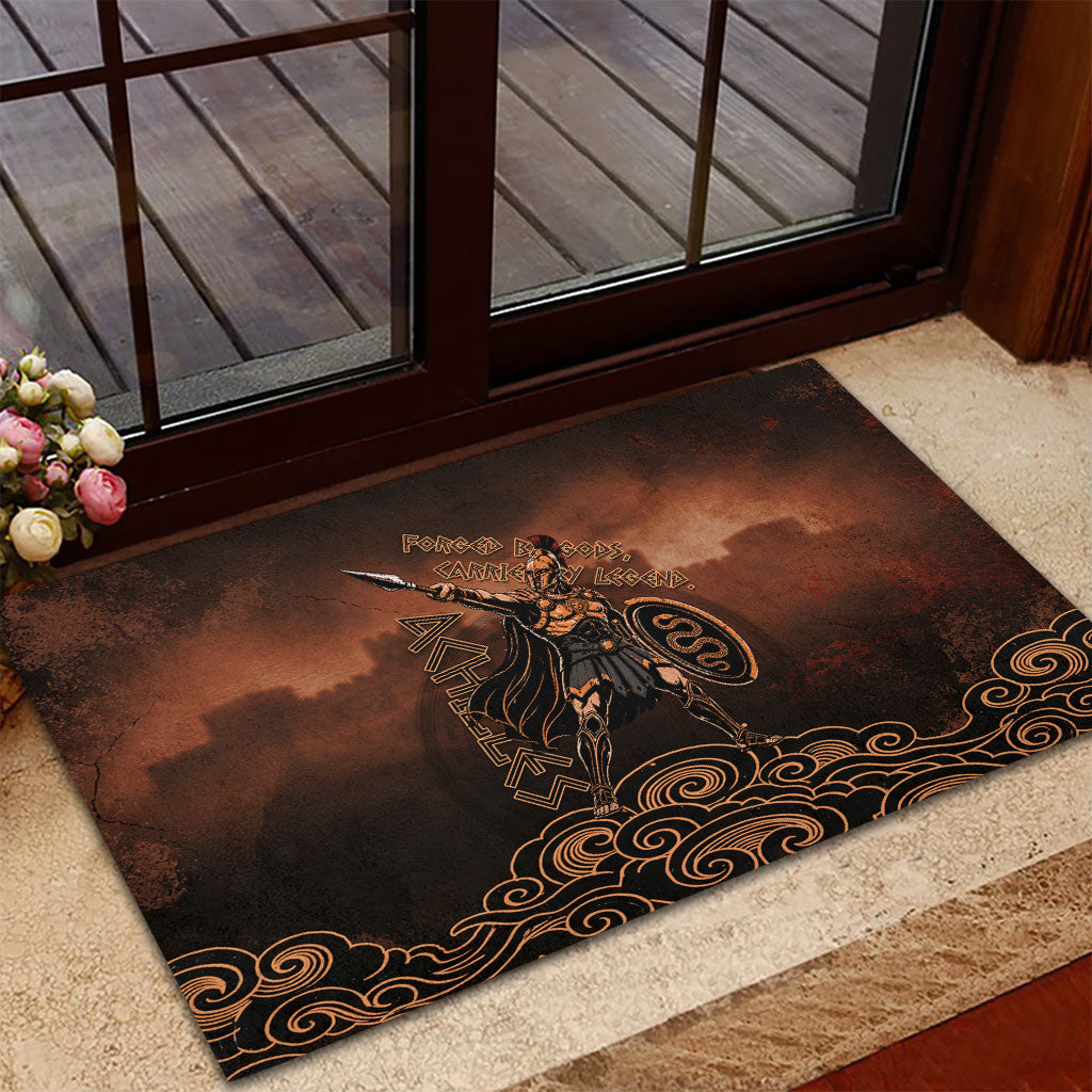 Achilles Iliad Greek Hero Legend Rubber Doormat Trojan War Spartan Warrior Spear Graphic Art