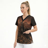 Achilles Iliad Greek Hero Legend Scrub Top Trojan War Spartan Warrior Spear Graphic Art
