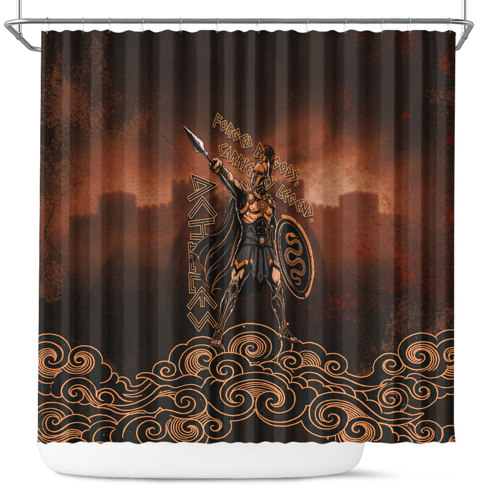 Achilles Iliad Greek Hero Legend Shower Curtain Trojan War Spartan Warrior Spear Graphic Art