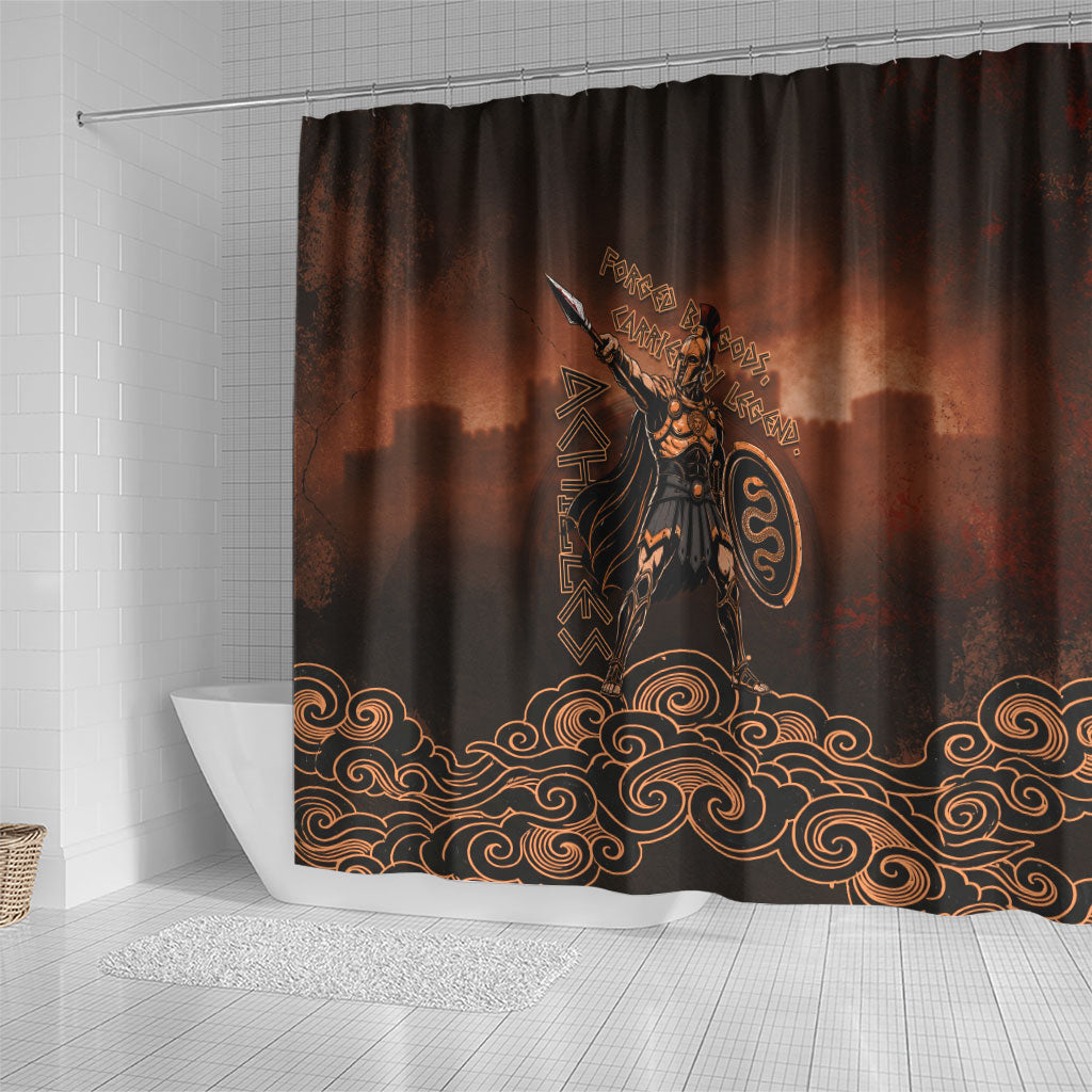 Achilles Iliad Greek Hero Legend Shower Curtain Trojan War Spartan Warrior Spear Graphic Art