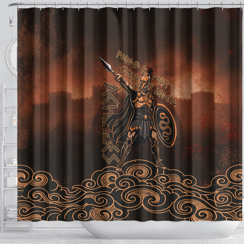 Achilles Iliad Greek Hero Legend Shower Curtain Trojan War Spartan Warrior Spear Graphic Art