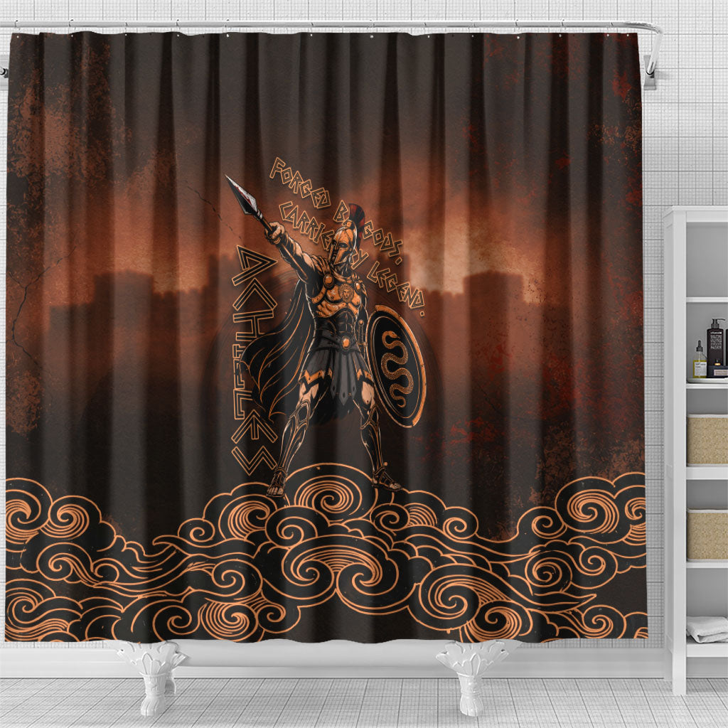 Achilles Iliad Greek Hero Legend Shower Curtain Trojan War Spartan Warrior Spear Graphic Art