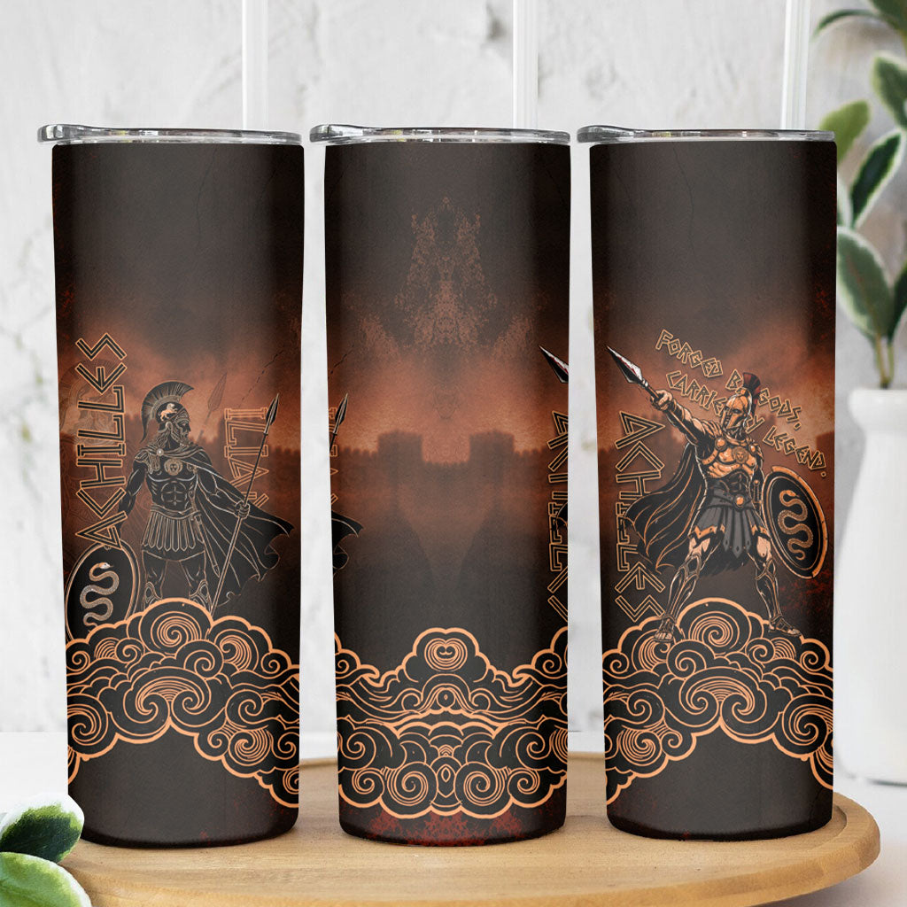 Achilles Iliad Greek Hero Legend Skinny Tumbler Trojan War Spartan Warrior Spear Graphic Art