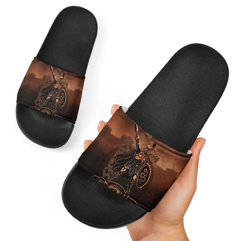 Achilles Iliad Greek Hero Legend Slide Sandals Trojan War Spartan Warrior Spear Graphic Art