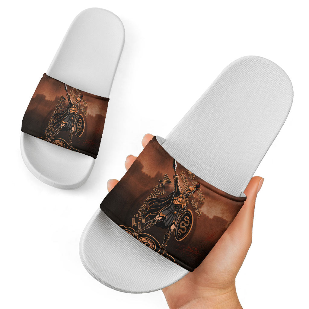 Achilles Iliad Greek Hero Legend Slide Sandals Trojan War Spartan Warrior Spear Graphic Art