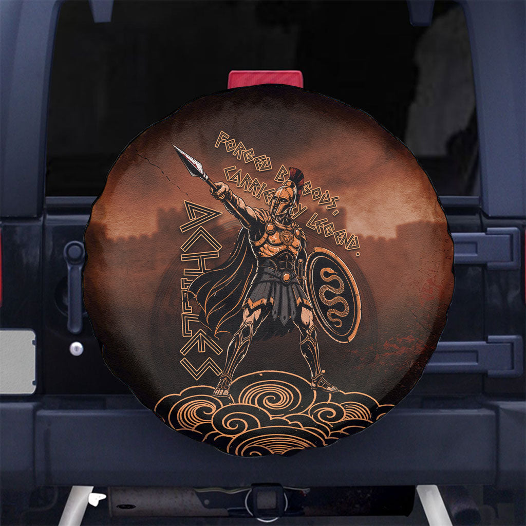 Achilles Iliad Greek Hero Legend Spare Tire Cover Trojan War Spartan Warrior Spear Graphic Art
