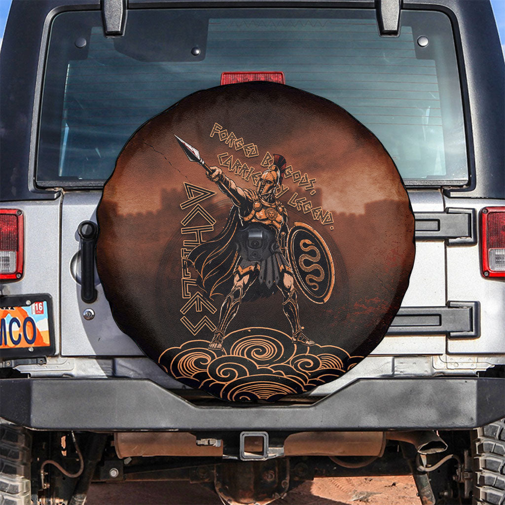 Achilles Iliad Greek Hero Legend Spare Tire Cover Trojan War Spartan Warrior Spear Graphic Art