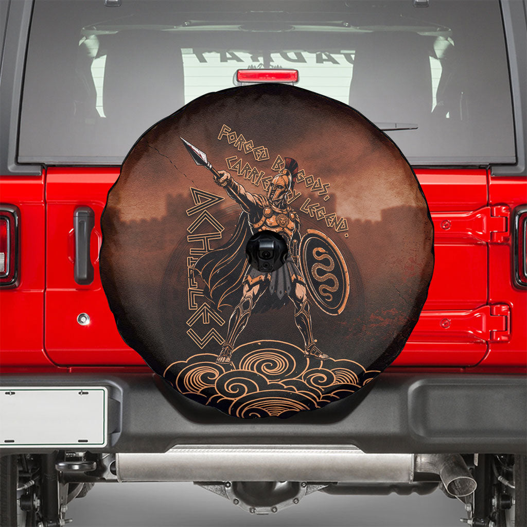 Achilles Iliad Greek Hero Legend Spare Tire Cover Trojan War Spartan Warrior Spear Graphic Art
