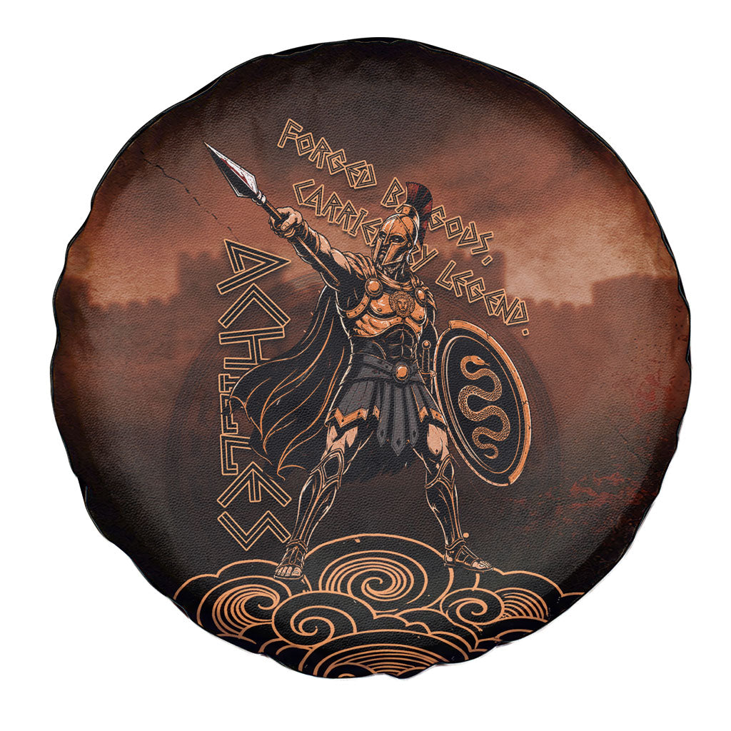 Achilles Iliad Greek Hero Legend Spare Tire Cover Trojan War Spartan Warrior Spear Graphic Art