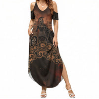 Achilles Iliad Greek Hero Legend Summer Maxi Dress Trojan War Spartan Warrior Spear Graphic Art