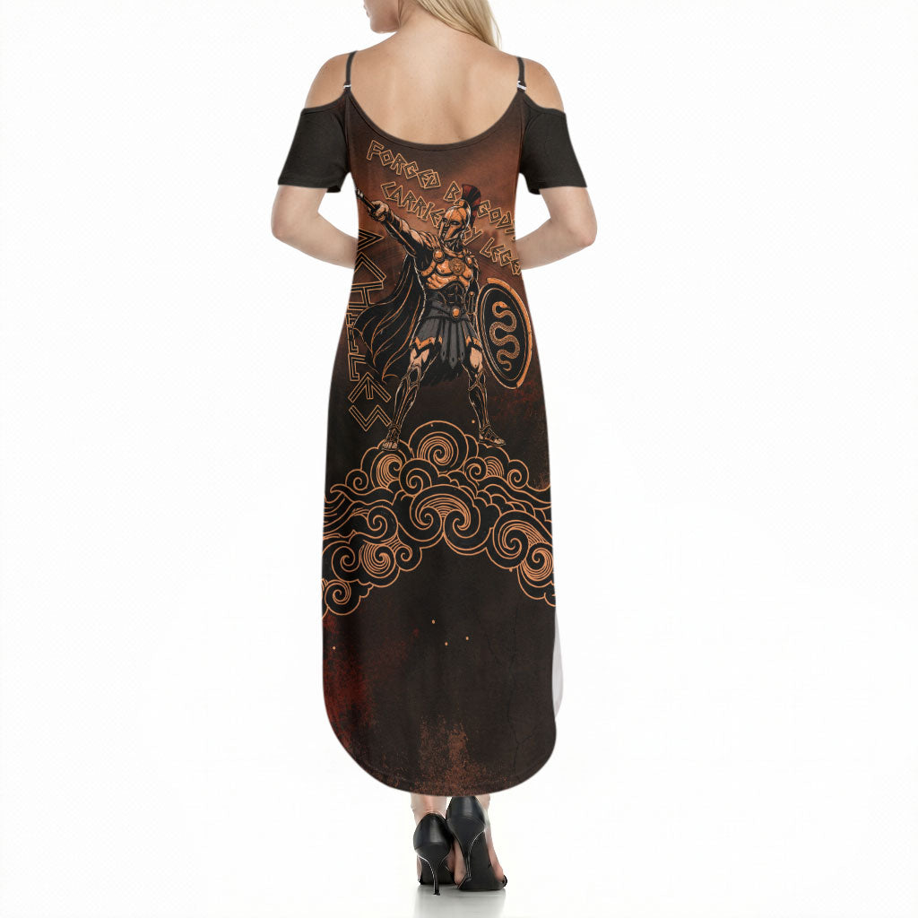 Achilles Iliad Greek Hero Legend Summer Maxi Dress Trojan War Spartan Warrior Spear Graphic Art