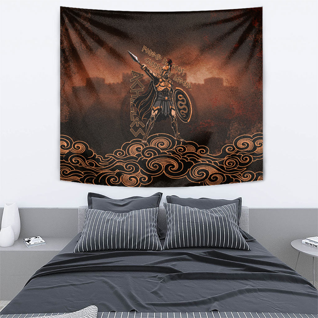 Achilles Iliad Greek Hero Legend Tapestry Trojan War Spartan Warrior Spear Graphic Art