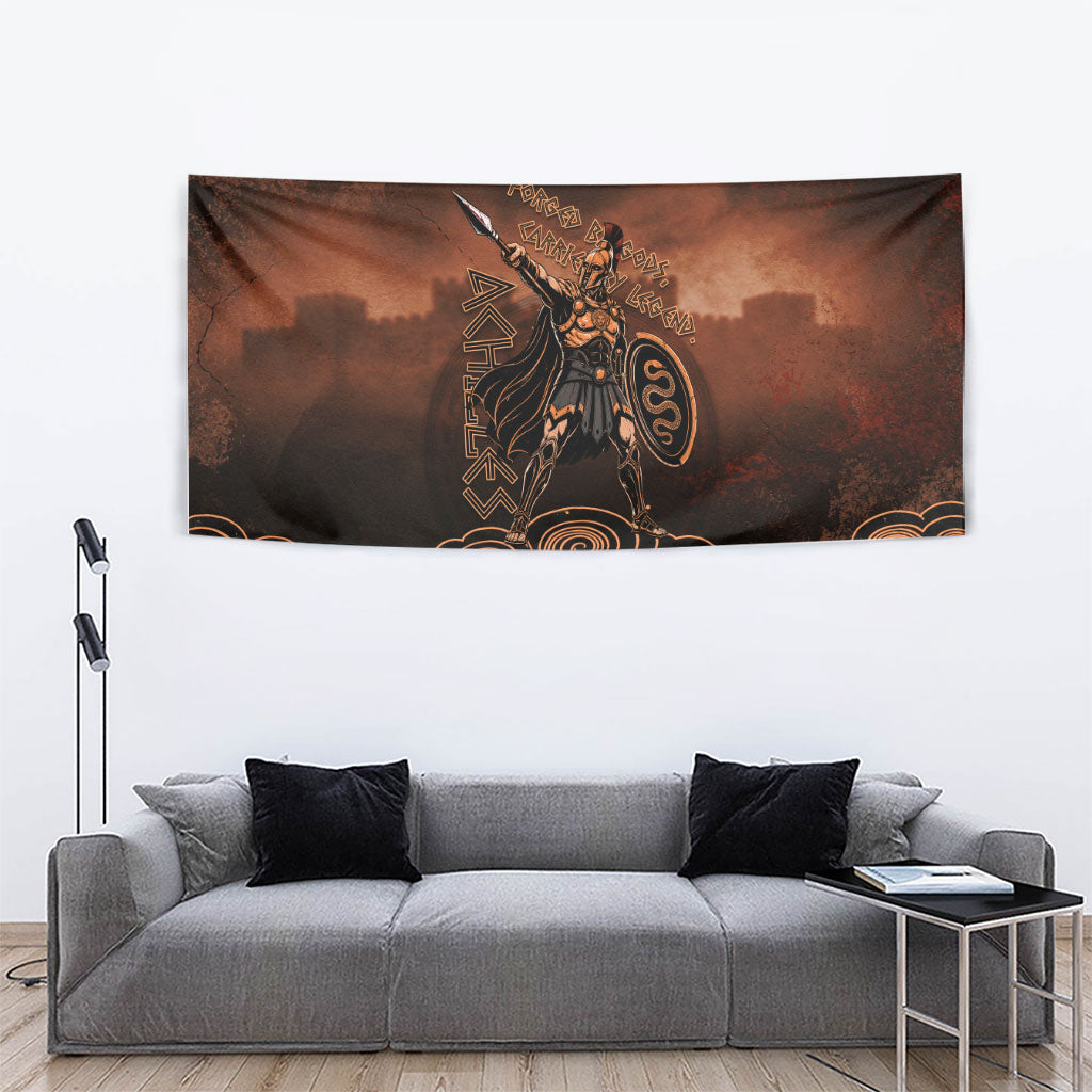 Achilles Iliad Greek Hero Legend Tapestry Trojan War Spartan Warrior Spear Graphic Art