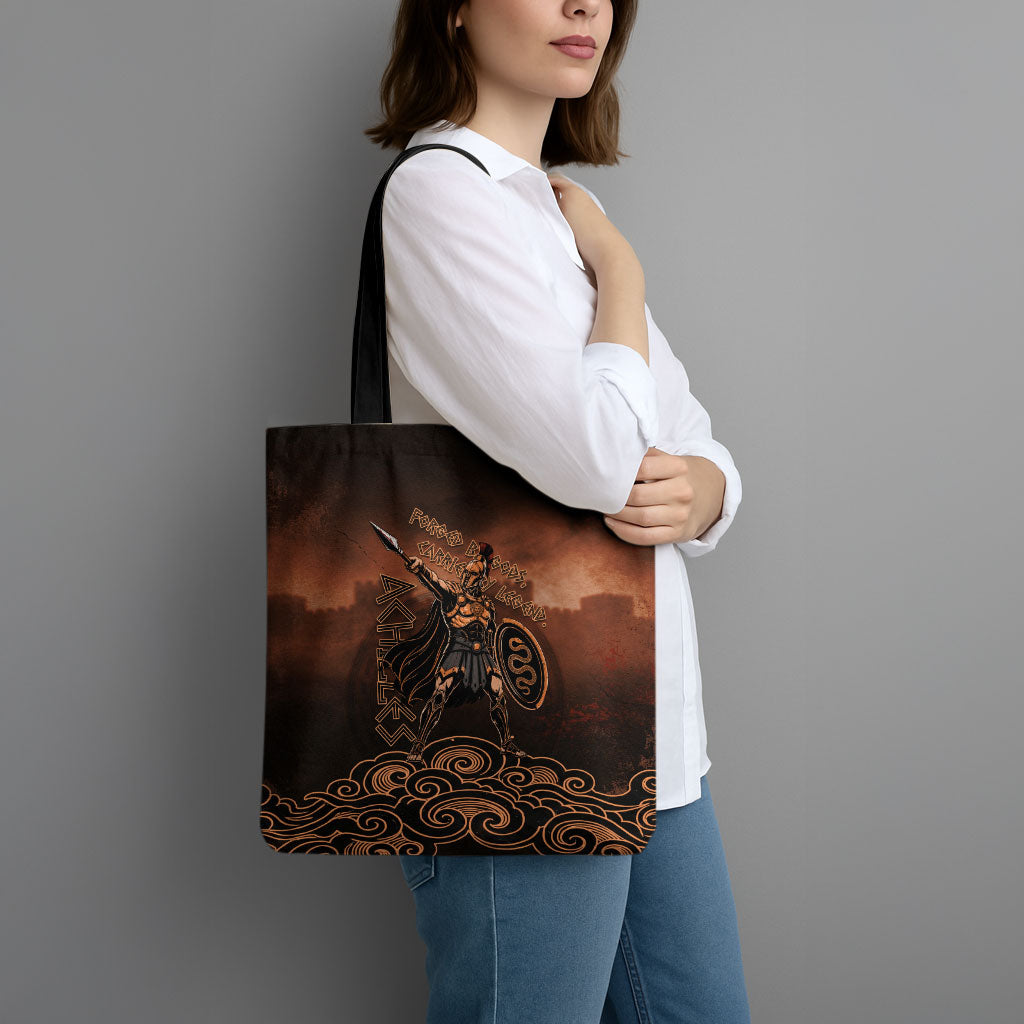 Achilles Iliad Greek Hero Legend Tote Bag Trojan War Spartan Warrior Spear Graphic Art