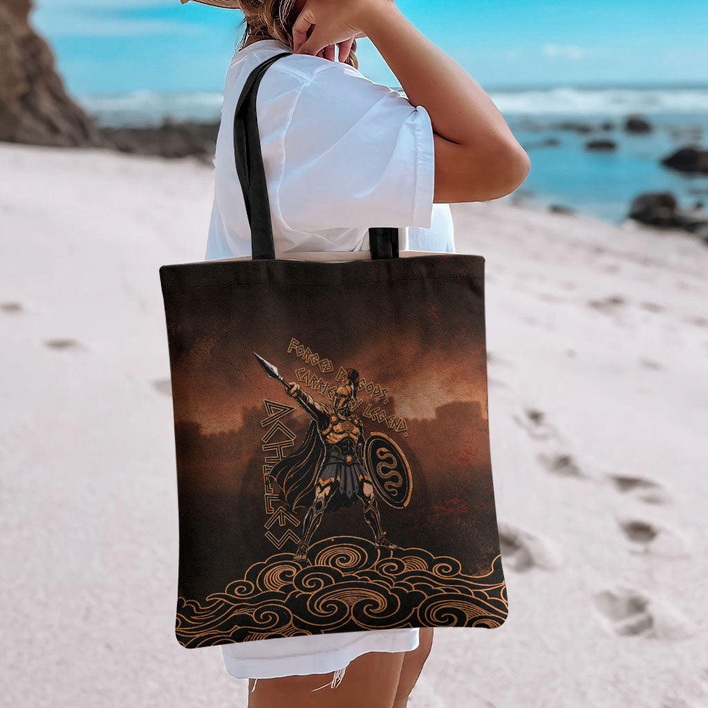 Achilles Iliad Greek Hero Legend Tote Bag Trojan War Spartan Warrior Spear Graphic Art