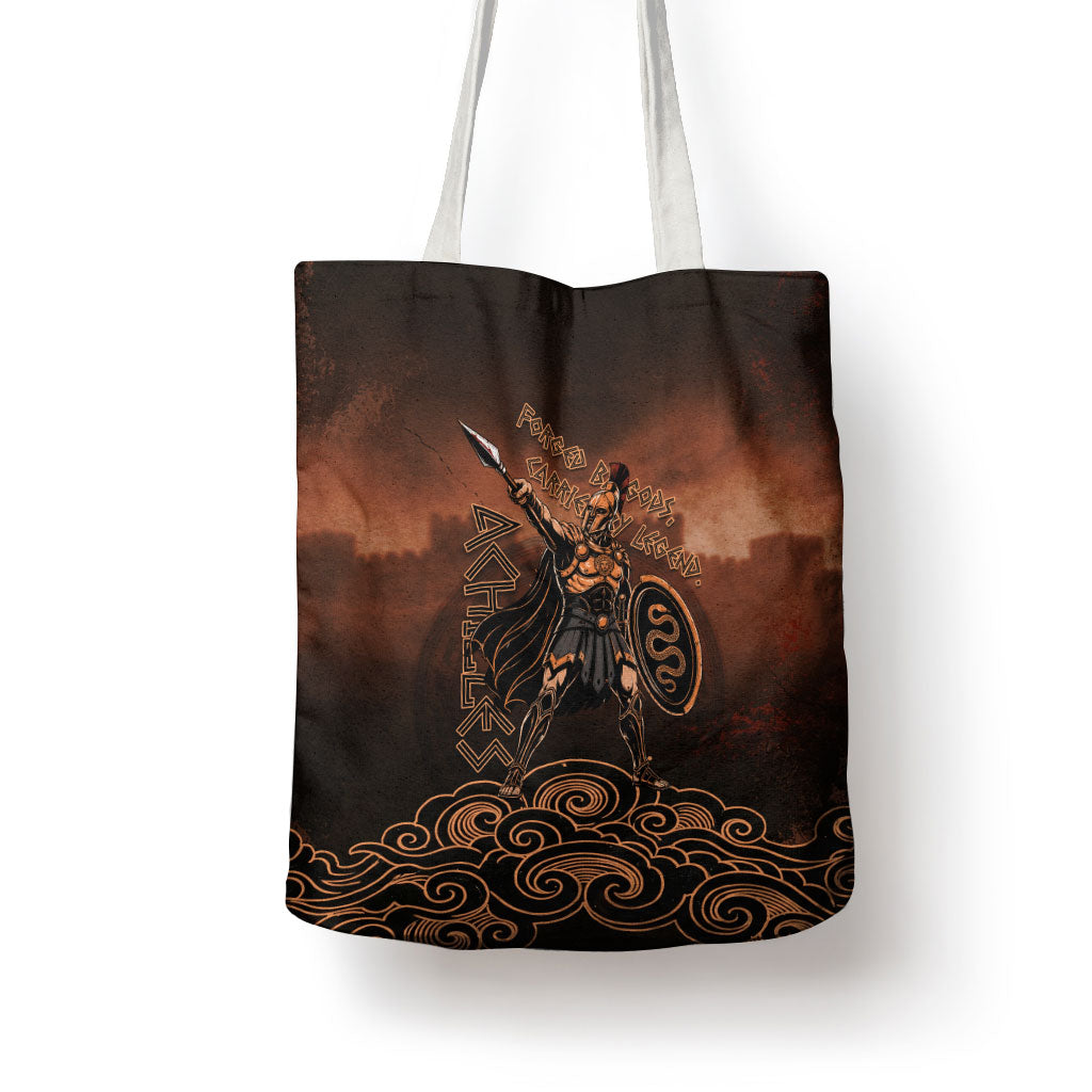 Achilles Iliad Greek Hero Legend Tote Bag Trojan War Spartan Warrior Spear Graphic Art