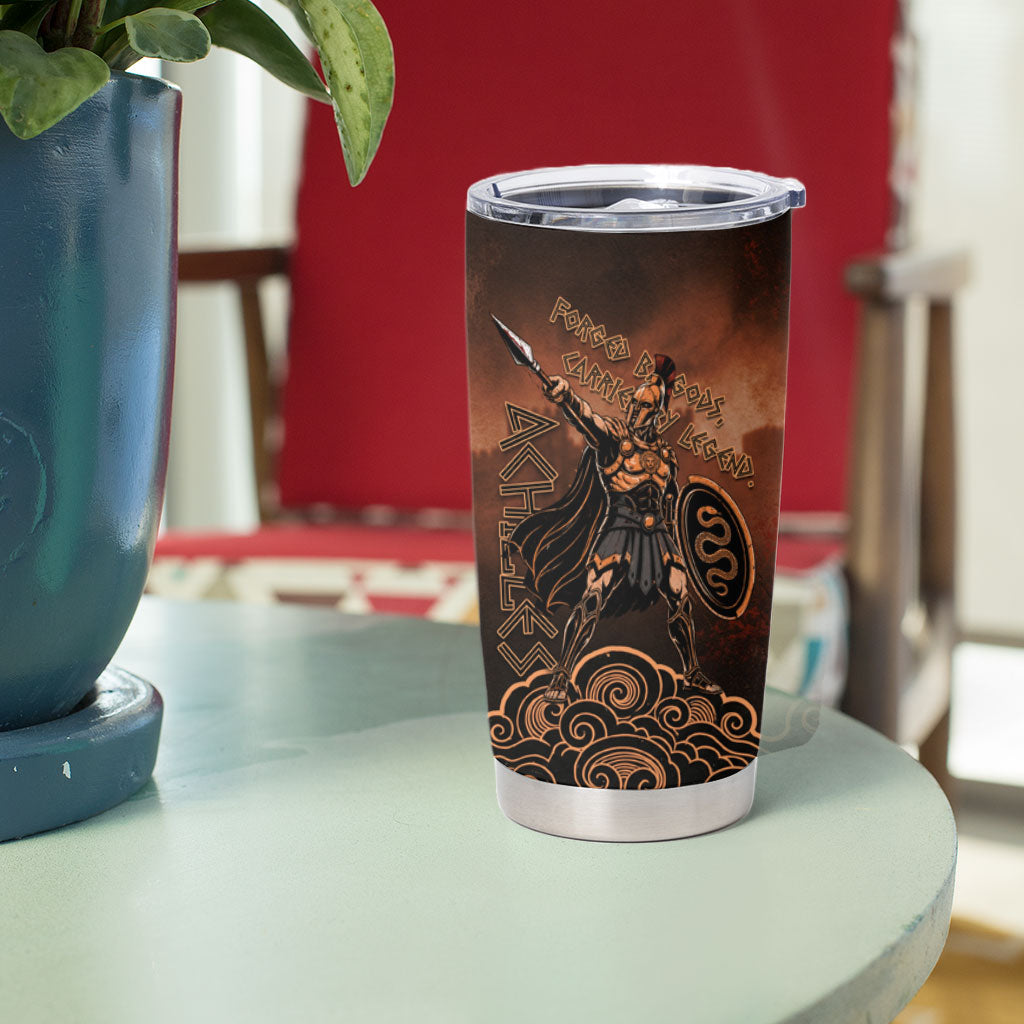 Achilles Iliad Greek Hero Legend Tumbler Cup Trojan War Spartan Warrior Spear Graphic Art