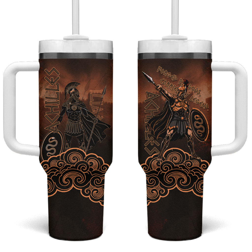 Achilles Iliad Greek Hero Legend Tumbler With Handle Trojan War Spartan Warrior Spear Graphic Art