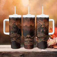 Achilles Iliad Greek Hero Legend Tumbler With Handle Trojan War Spartan Warrior Spear Graphic Art