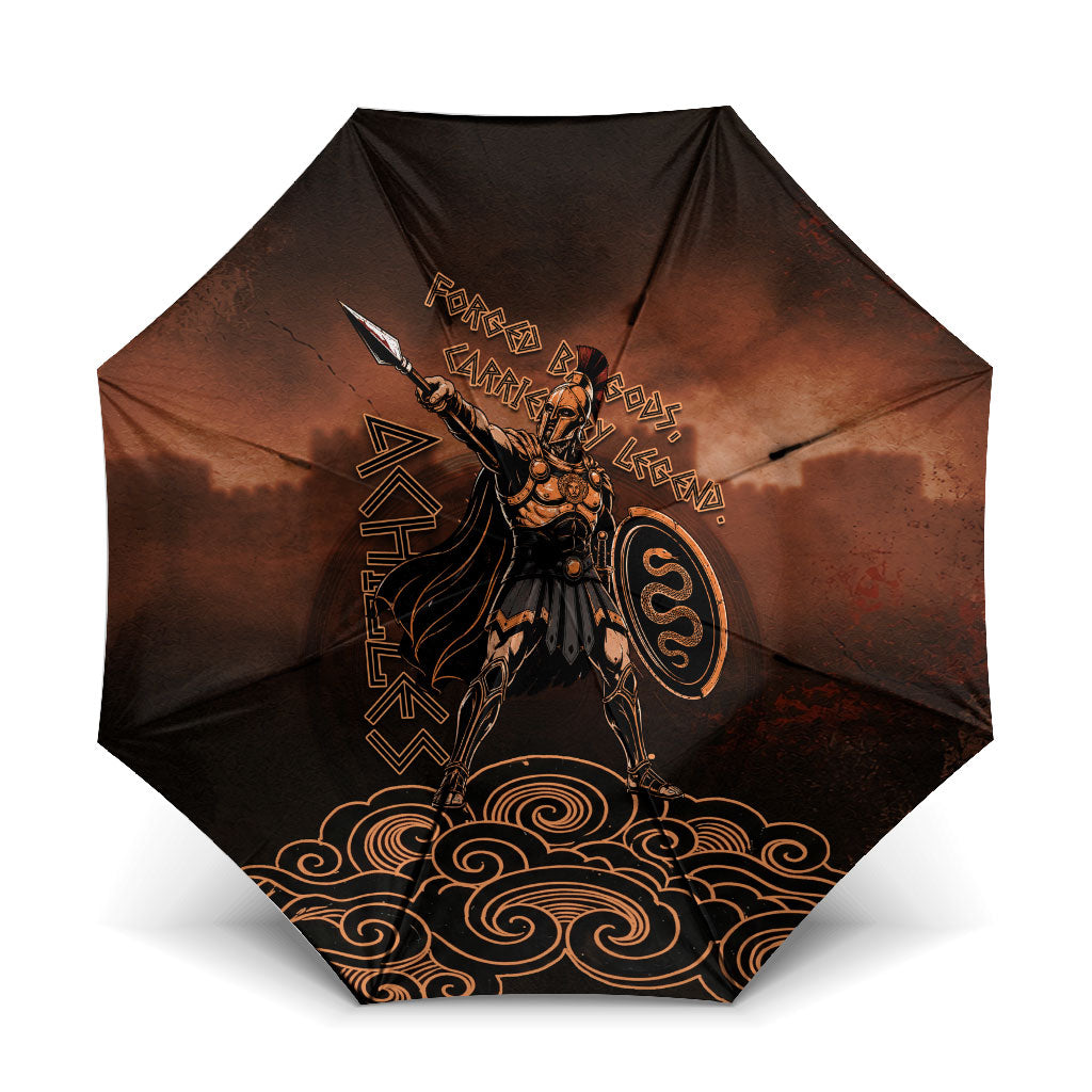 Achilles Iliad Greek Hero Legend Umbrella Trojan War Spartan Warrior Spear Graphic Art