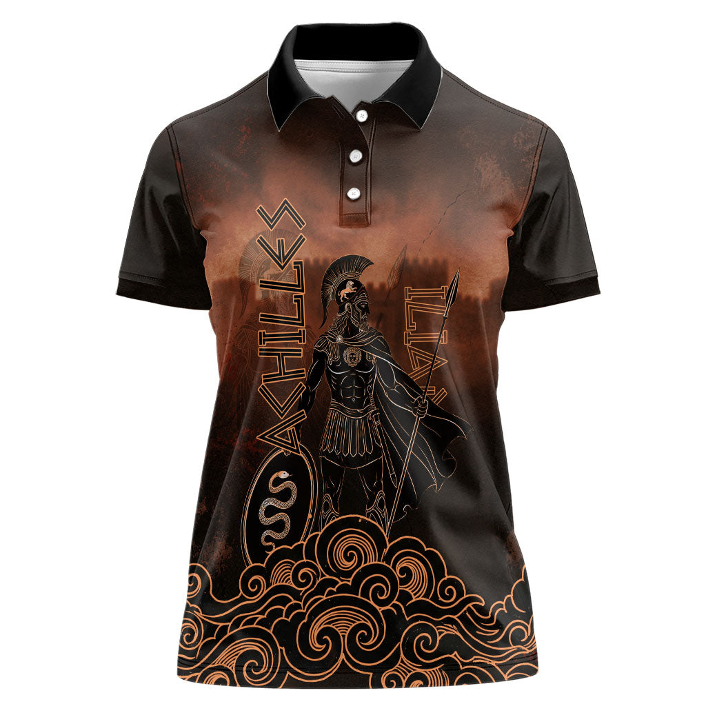 Achilles Iliad Greek Hero Legend Women Polo Shirt Trojan War Spartan Warrior Spear Graphic Art