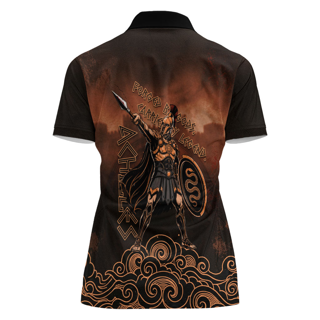 Achilles Iliad Greek Hero Legend Women Polo Shirt Trojan War Spartan Warrior Spear Graphic Art