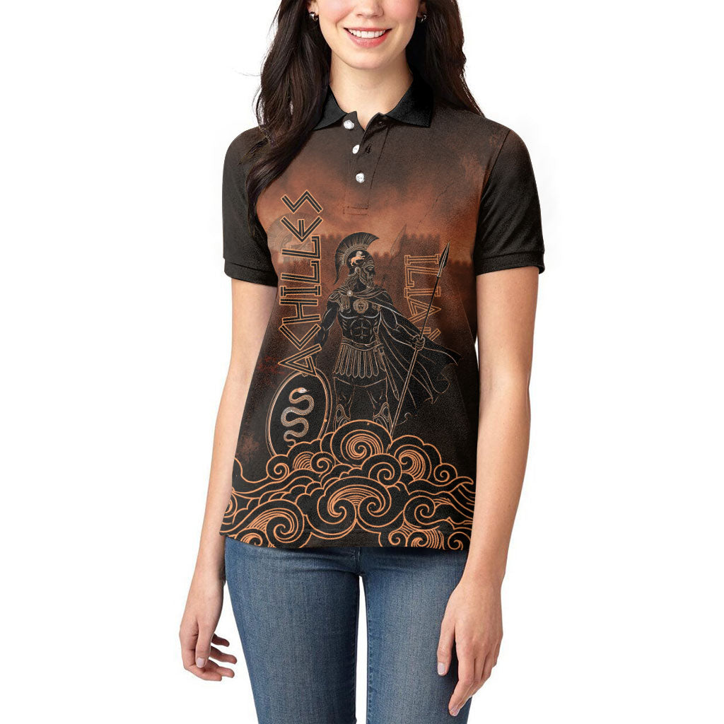Achilles Iliad Greek Hero Legend Women Polo Shirt Trojan War Spartan Warrior Spear Graphic Art