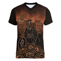 Achilles Iliad Greek Hero Legend Women V-Neck T-Shirt Trojan War Spartan Warrior Spear Graphic Art