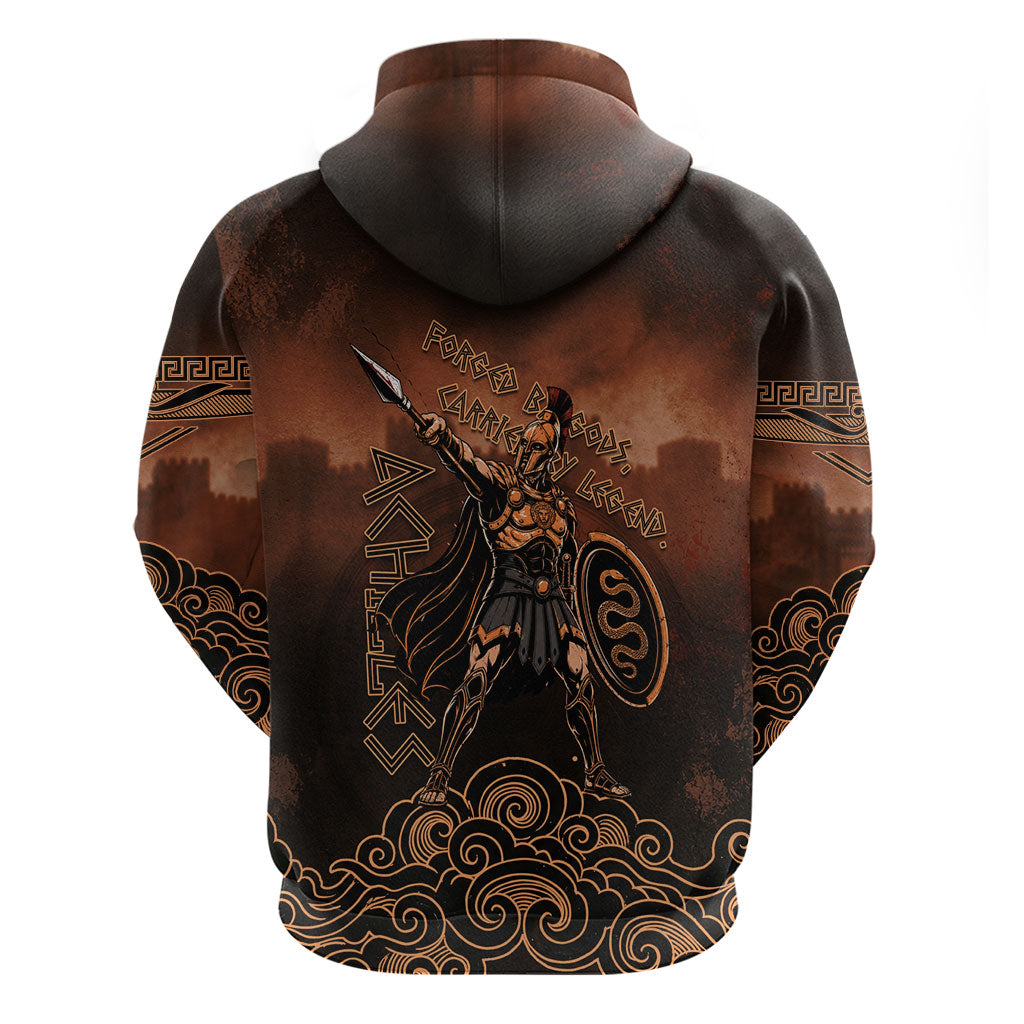 Achilles Iliad Greek Hero Legend Zip Hoodie Trojan War Spartan Warrior Spear Graphic Art