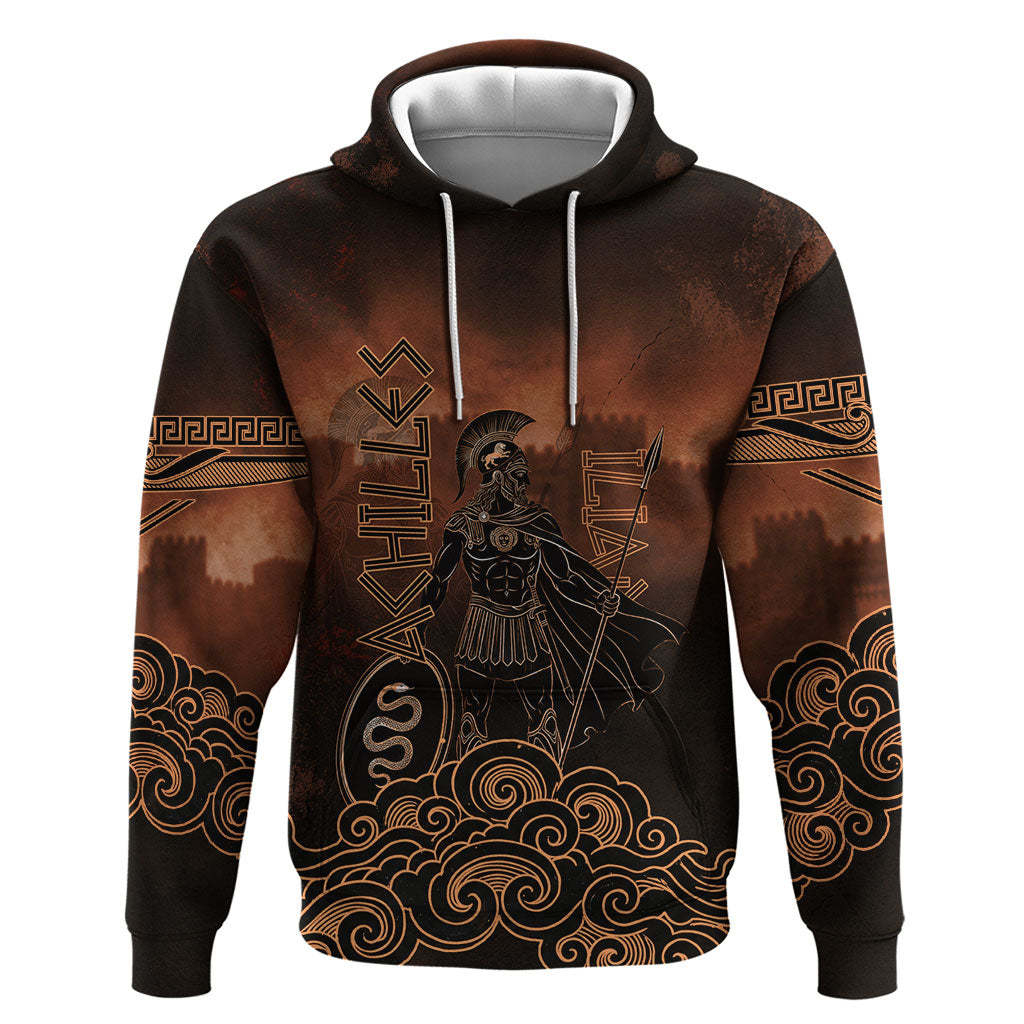 Achilles Iliad Greek Hero Legend Zip Hoodie Trojan War Spartan Warrior Spear Graphic Art