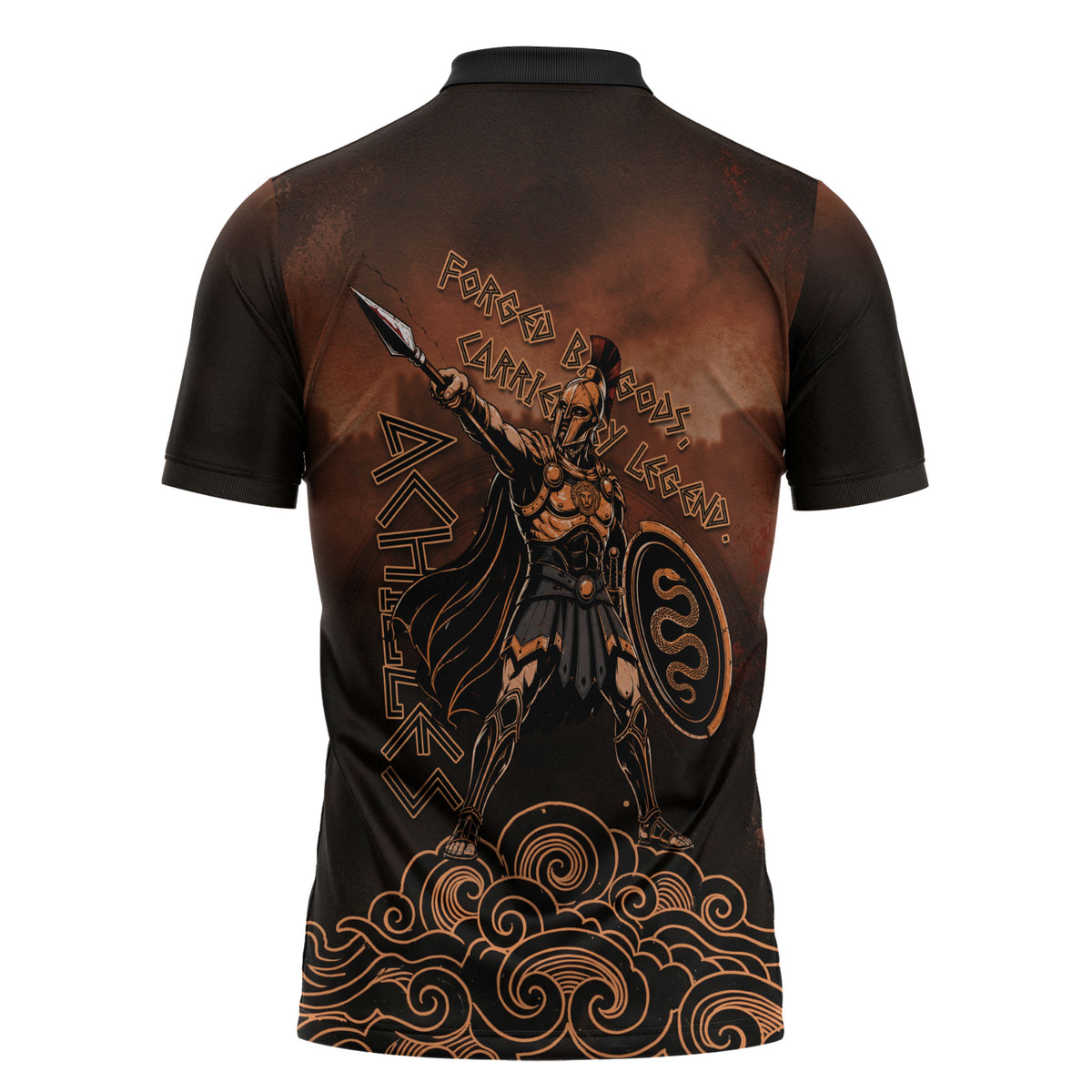 Achilles Iliad Greek Hero Legend Zipper Polo Shirt Trojan War Spartan Warrior Spear Graphic Art