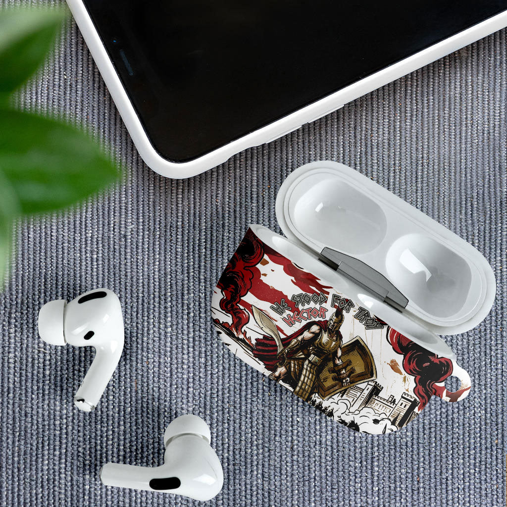 Hector Iliad Stood For Troy AirPods Case Ancient Greek Trojan Prince Hector Sword Shield Battle
