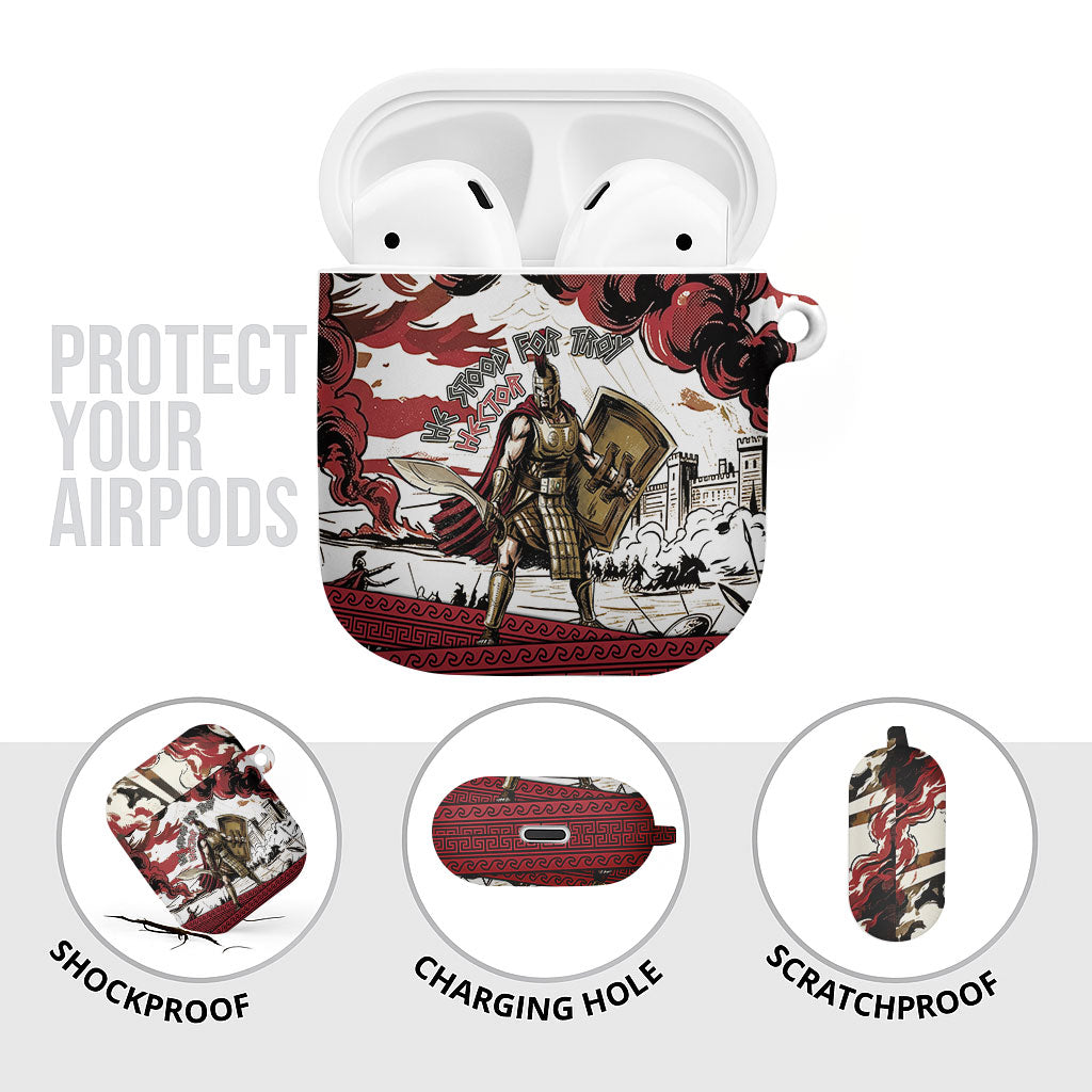 Hector Iliad Stood For Troy AirPods Case Ancient Greek Trojan Prince Hector Sword Shield Battle